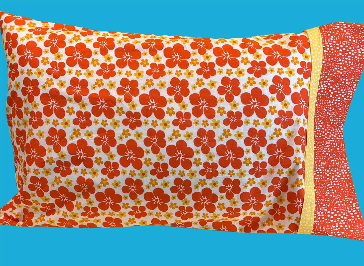 70's Orange & Yellow Standard Size Cotton Pillowcase