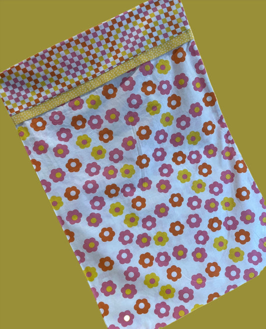 70's Flowers and Checks Standard Cotton Pillowcase