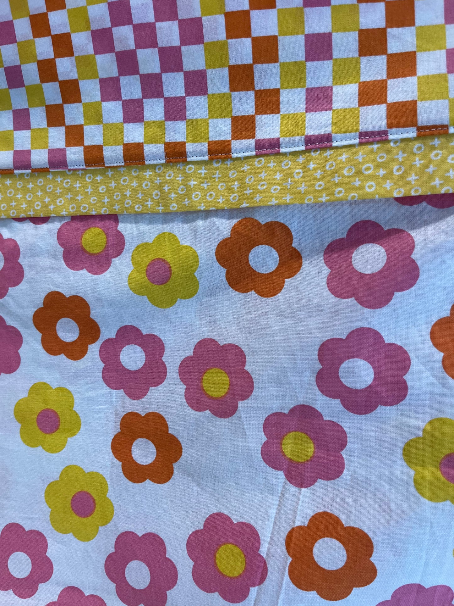 70's Flowers and Checks Standard Cotton Pillowcase