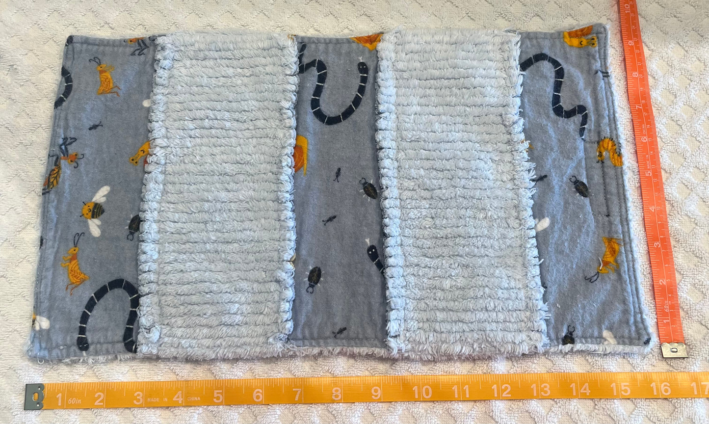 Snakes & Snails Chenille/Flannel Modern Ragged Baby Burp Cloth