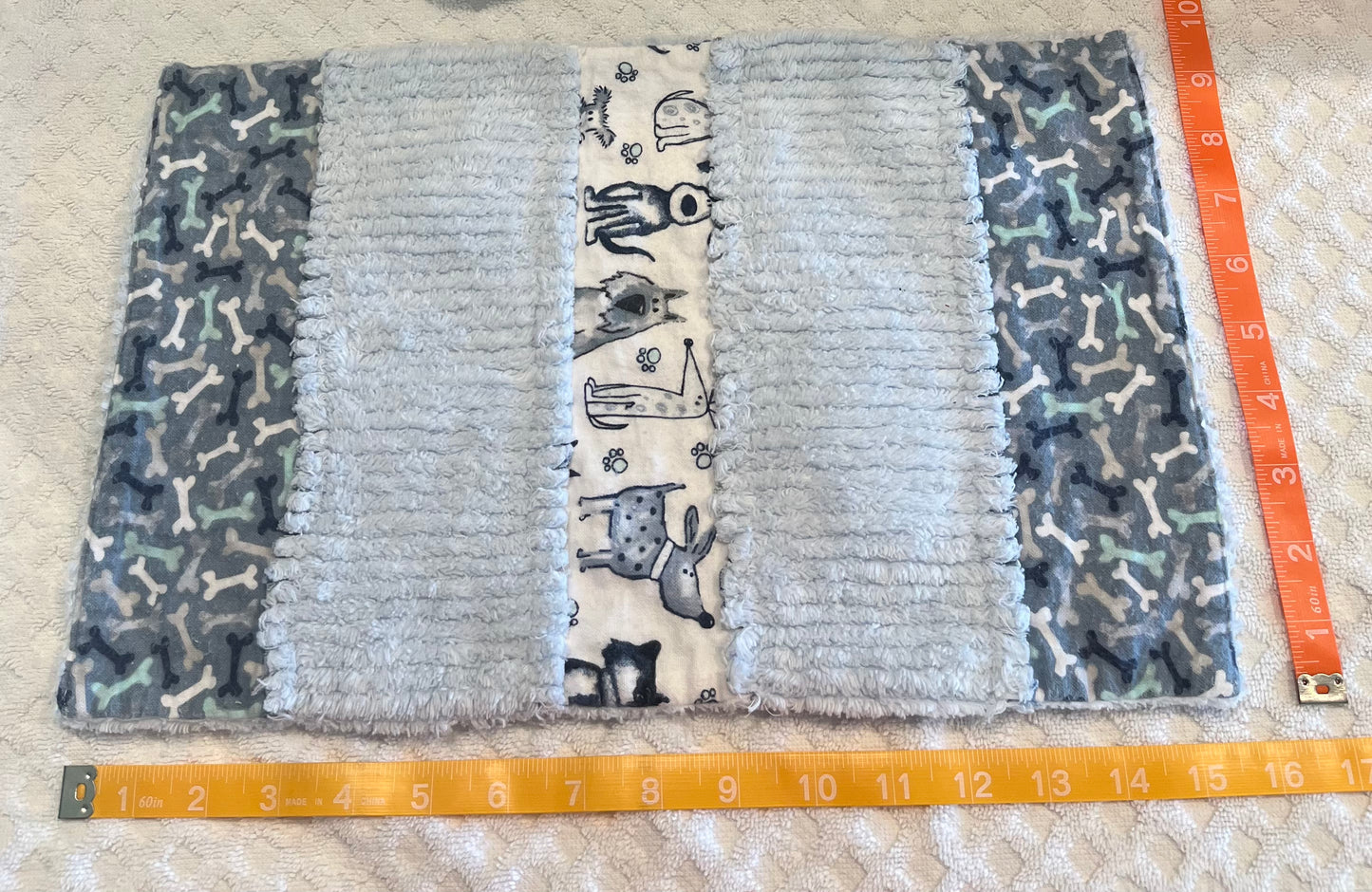 Puppy & Bones Chenille/Flannel Modern Ragged Baby Burp Cloth