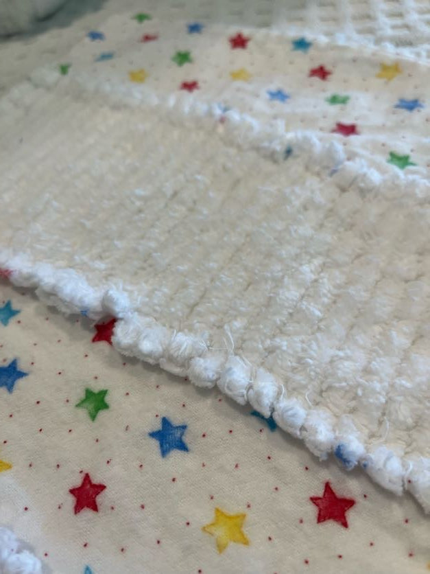 Stars Chenille/Flannel Modern Ragged Baby Burp Cloth