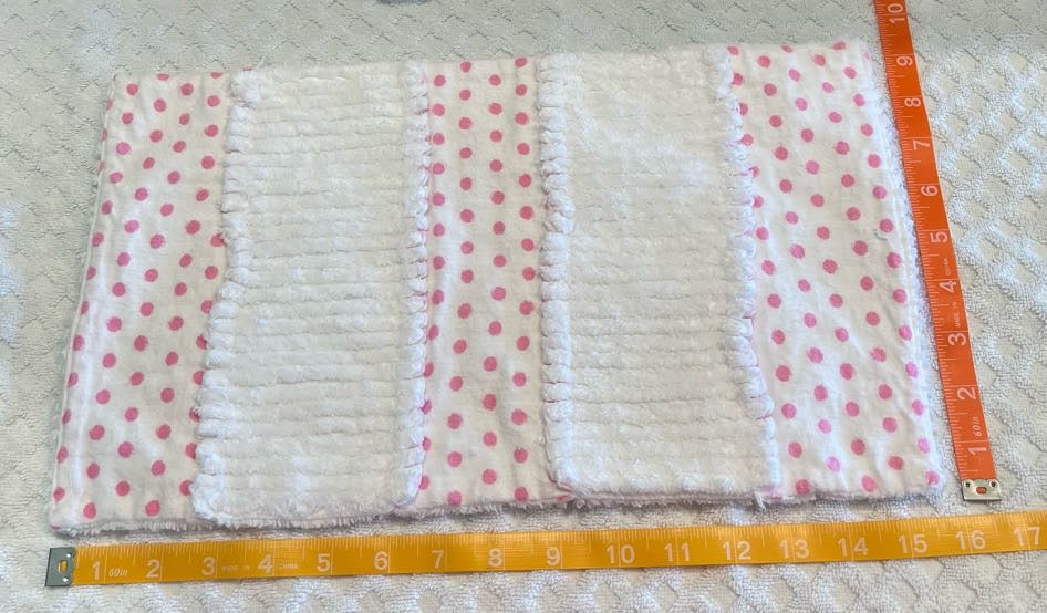 White with Pink Dots Chenille/Flannel Modern Ragged Baby Burp Cloth