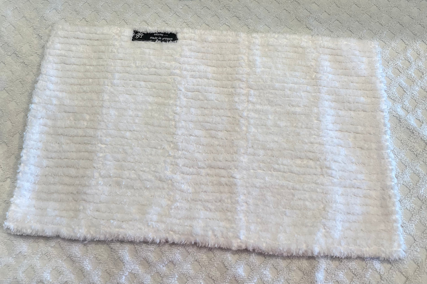 White with Pink Dots Chenille/Flannel Modern Ragged Baby Burp Cloth