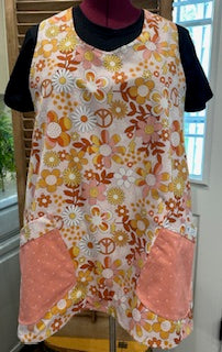 Retro Coral Pocket Japanese Crossback Style Apron