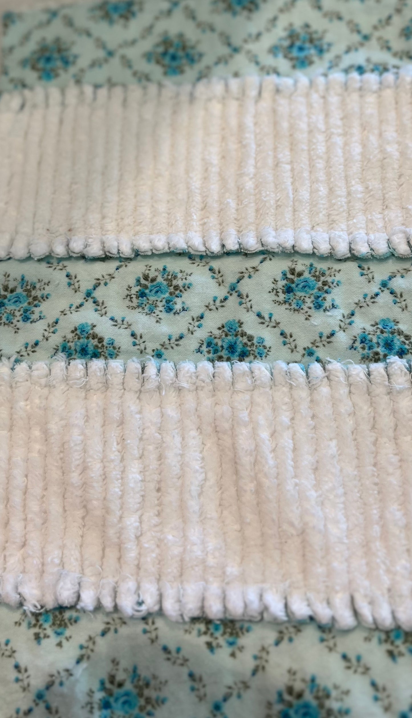 Old Fashioned Flowers Chenille/Flannel Modern Ragged Baby Burp Cloth