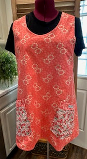 Coral Floral Japanese Crossback Style Apron