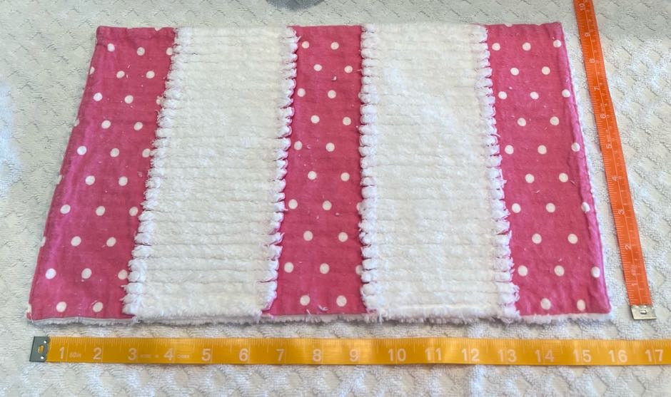 Pink with White Polka Dots Chenille/Flannel Ragged Baby Burp Cloth