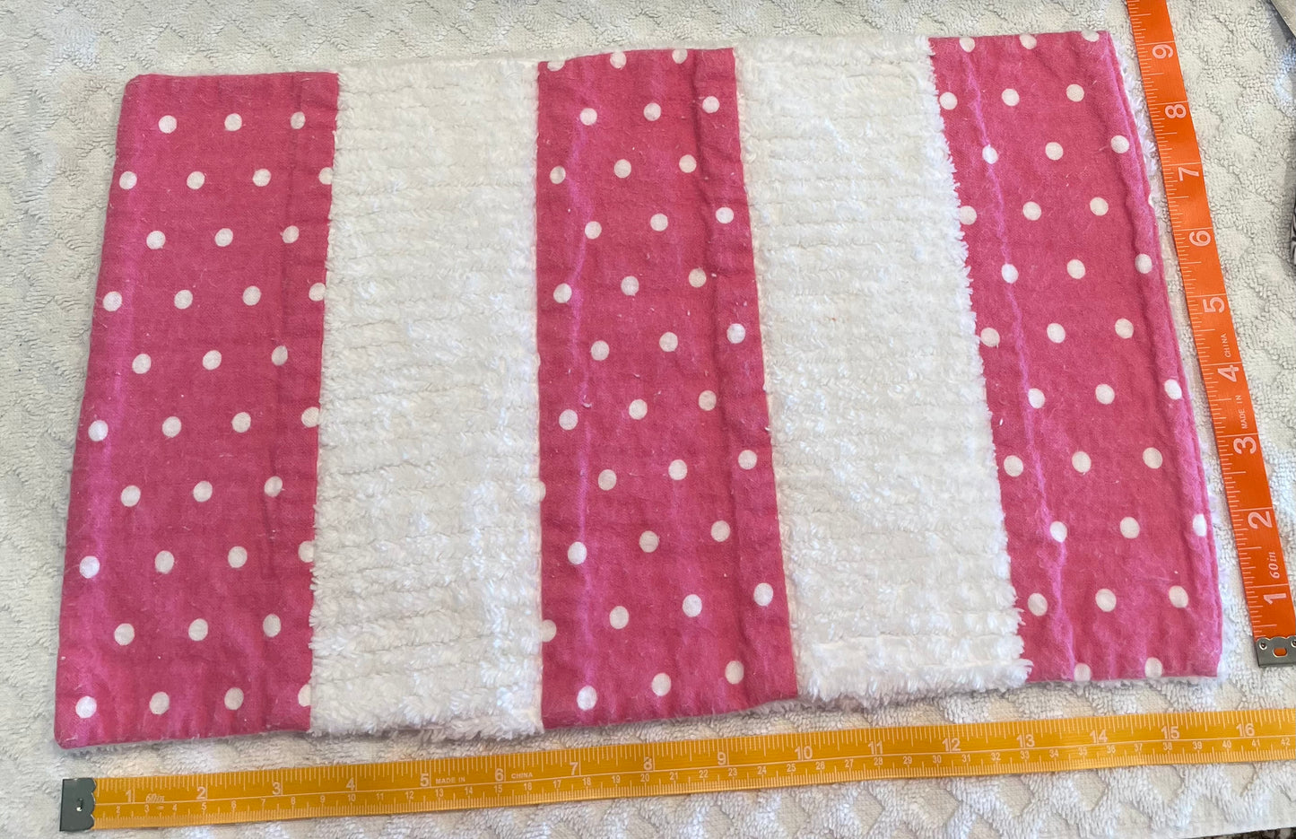 Polka Dot Chenille/Flannel Modern Ragged Baby Burp Cloth