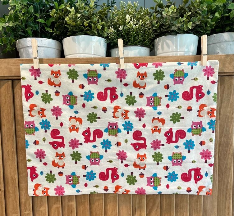 "Colorful Owls & Squirrels" Envelope Style Homemade Kids Pillowcases