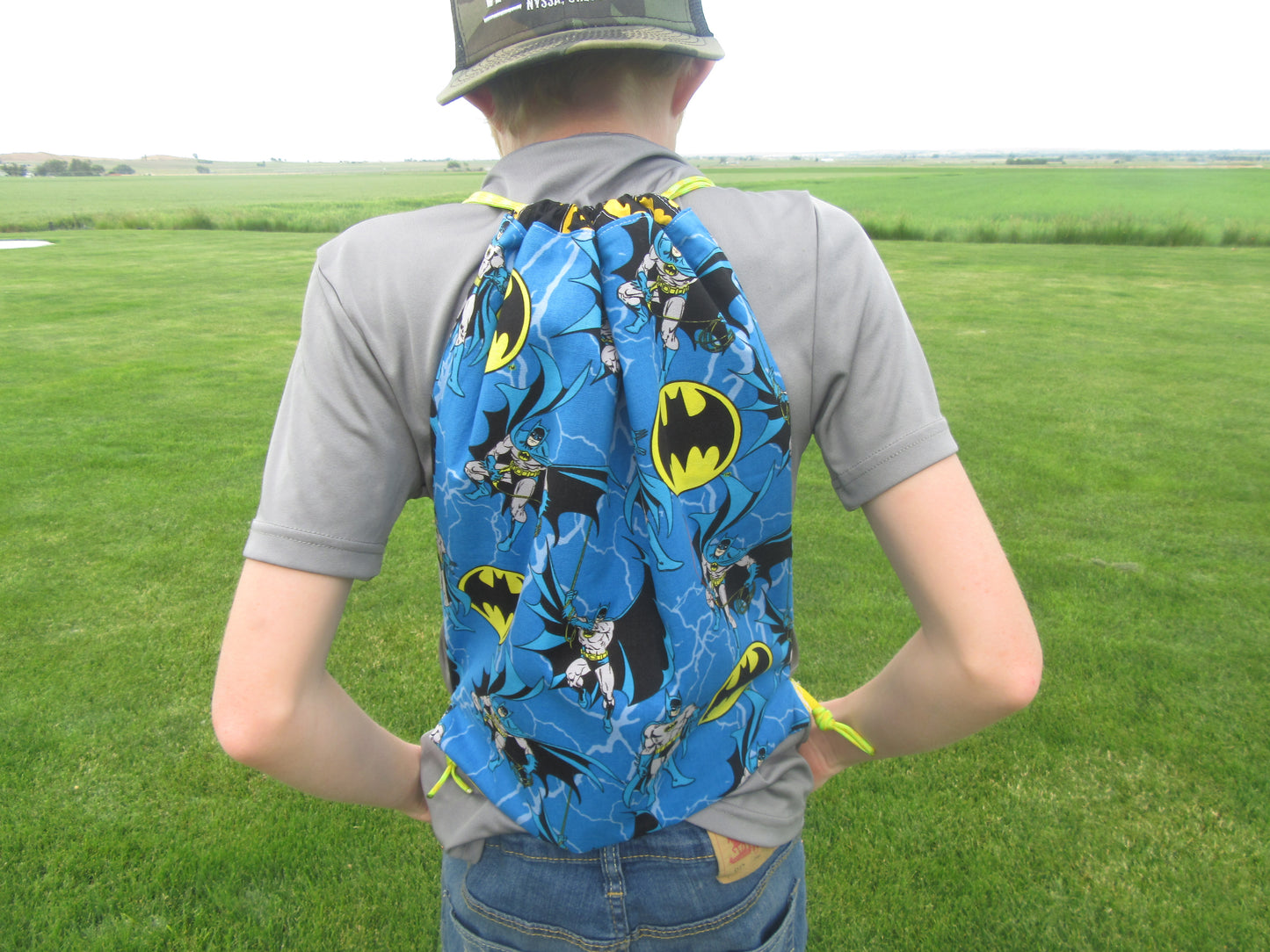 Bat Man Draw String Bag