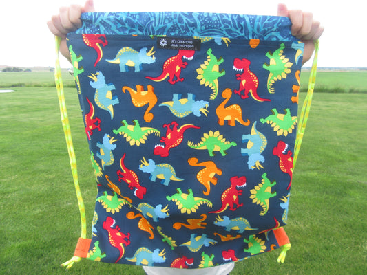 Dinosaur Blue Band Draw String Bag