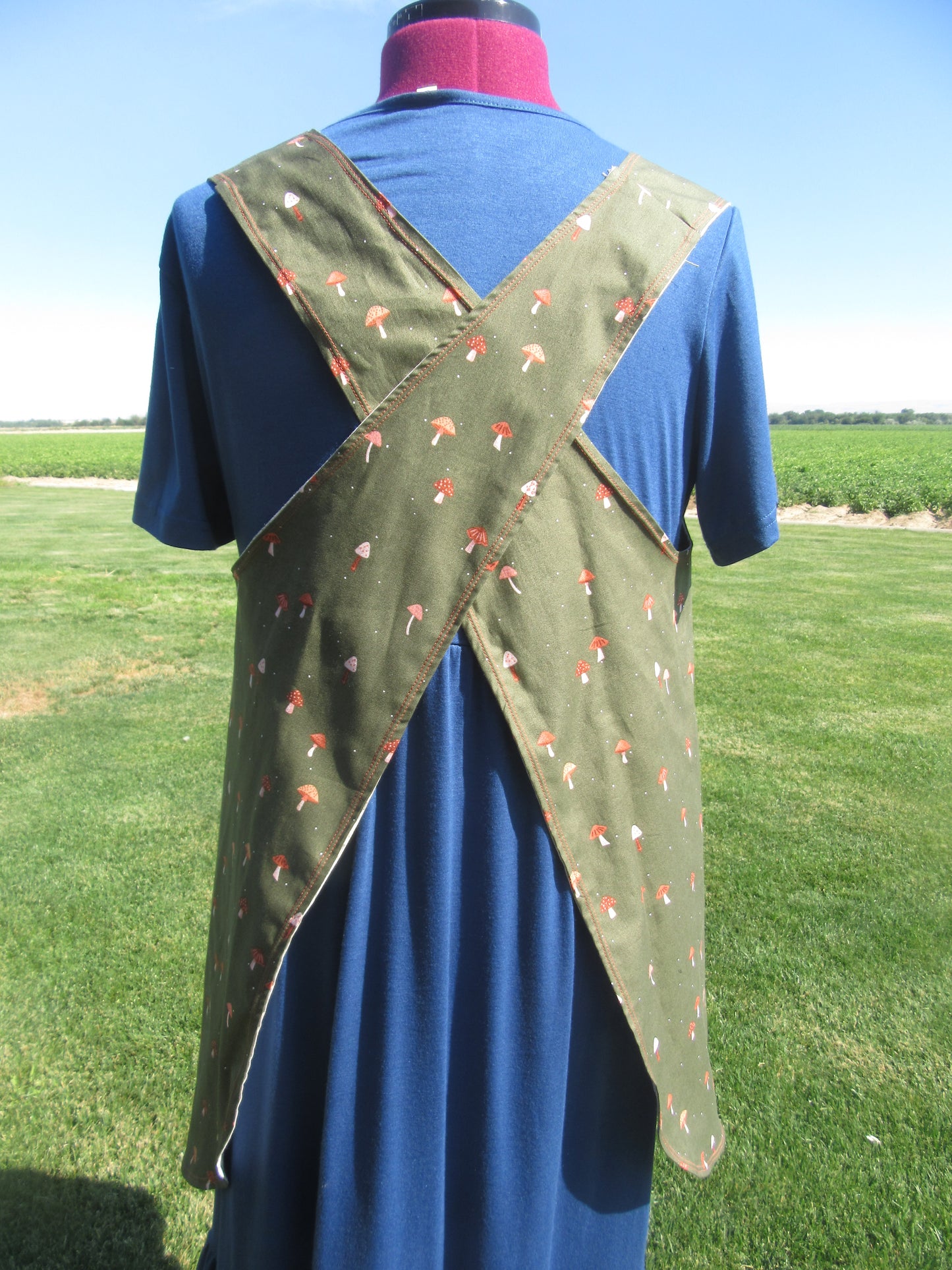 Whimsical Mushroom Japanese Crossback Style Apron