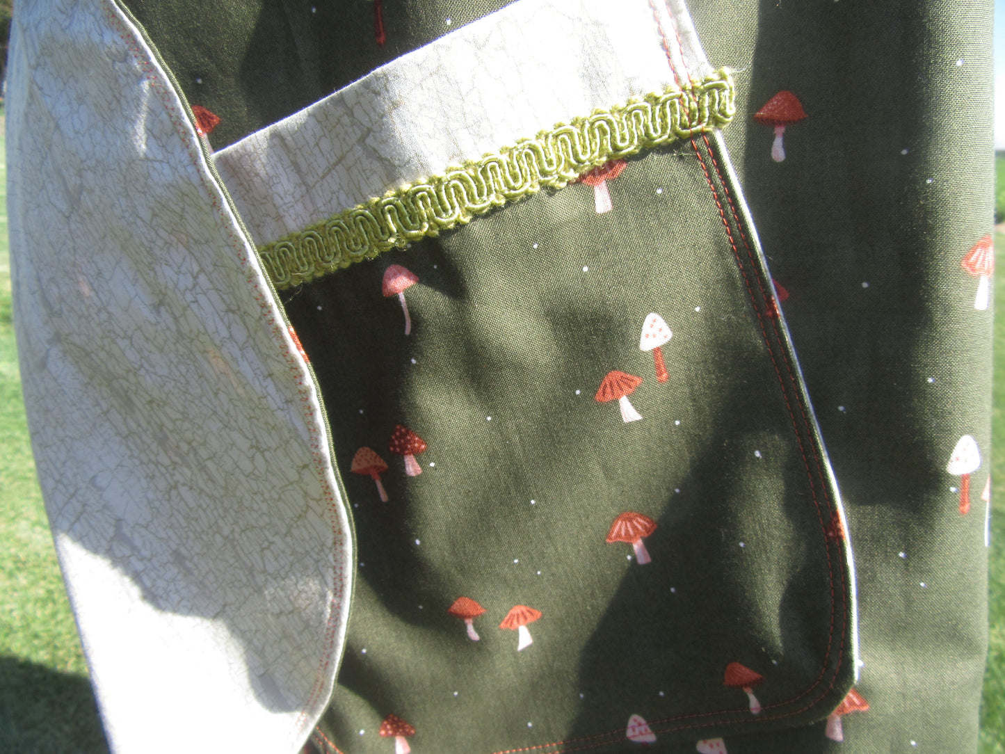 Whimsical Mushroom Japanese Crossback Style Apron