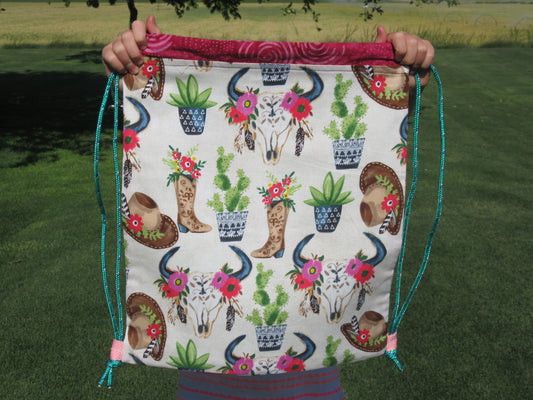 Desert Cowgirl Draw String Bag